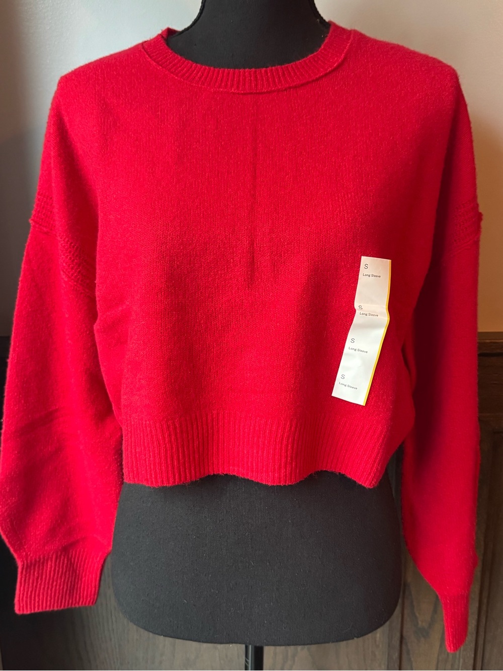 wild fable Bright Red Cropped Crewneck Sweater